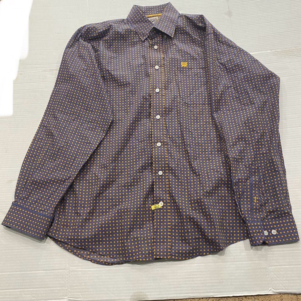 Cinch Geometric Square Print Western Cowboy Button Down Shirt Men’s Size Medium
